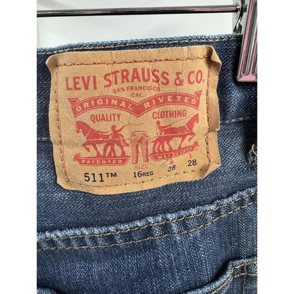 Levis 511 Slim Fit Boys Jeans Dark Wash‎ Adjustable Waistband 16REG - Picture 4 of 8